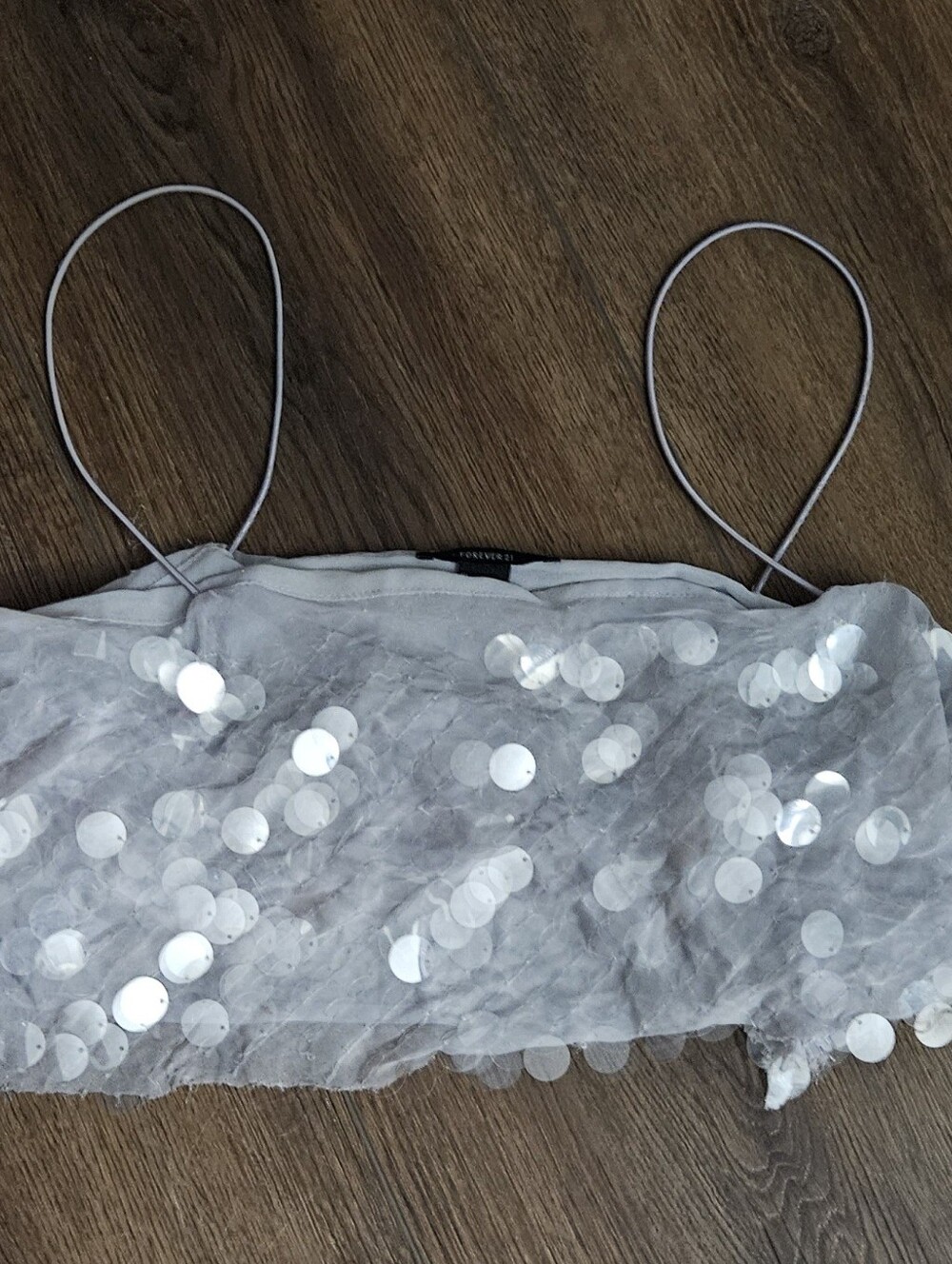 Light Grey/lilac Sequin Crop Top
